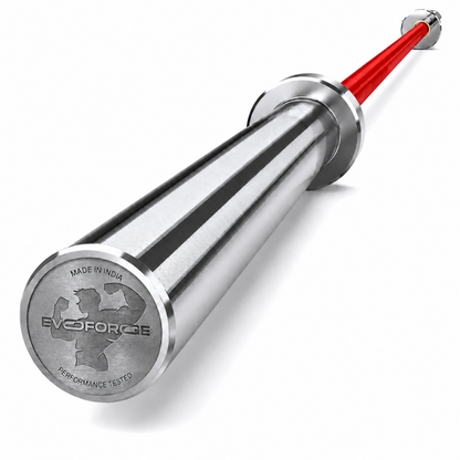 20kg Olympic Barbell – Red Powder Coated | 7.2ft EN8D Steel Bushing Bar