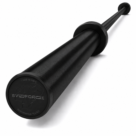 20kg Olympic Barbell – Black | 7.2ft EN8D Steel with Brass Brush