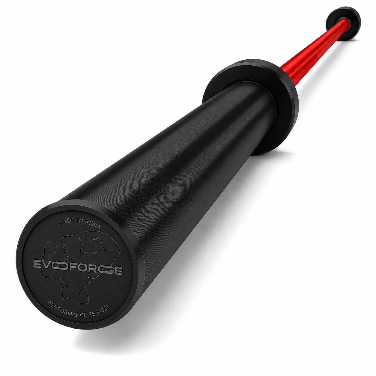 20kg Olympic Barbell – Red & Black | 7.2ft EN8D Steel with Brass Brush